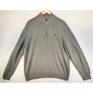Polo Ralph Lauren Knit 1/4 Zip Pullover Sweater XL Grey 100% Cotton